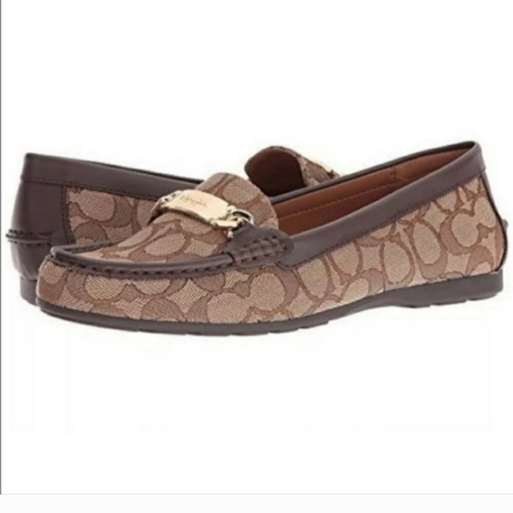 Coach Tan and Brown Signature Loafers